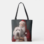 Oud Engels herdershond met sinterklaas feestelijk Tote Bag (Achterkant)
