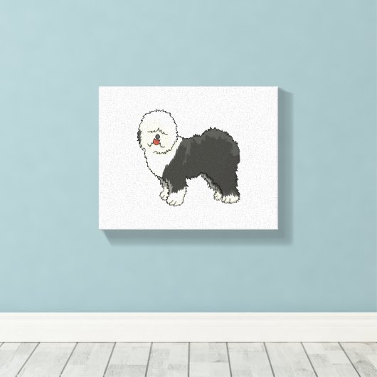 Oud Engels herdershond mijn vriend Canvas Afdruk (Insitu (Houten vloer))