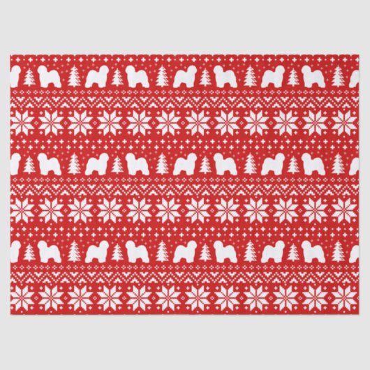 Oud Engels herdershond Silhouetten Kerstpatroon Tissuepapier (Voorkant)