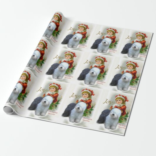 Oud Engels kerstfeest Cadeaupapier (Uitgerold)