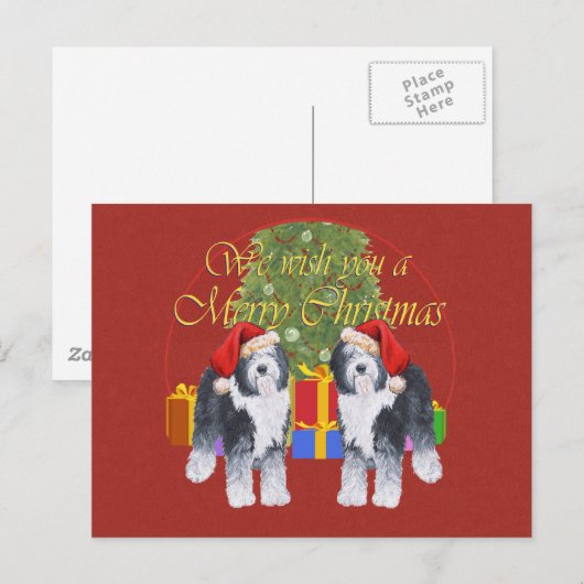 Oud Engels kerstfeest Feestdagenkaart (Voorkant / Achterkant)