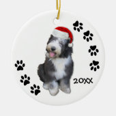Oud Engels kerstfeest-kerstversiering Sheepdog Keramisch Ornament (Voorkant)