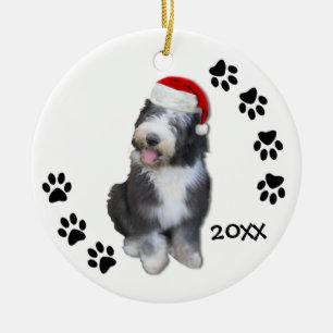 Oud Engels kerstfeest-kerstversiering Sheepdog Keramisch Ornament