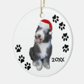 Oud Engels kerstfeest-kerstversiering Sheepdog Keramisch Ornament (Links)