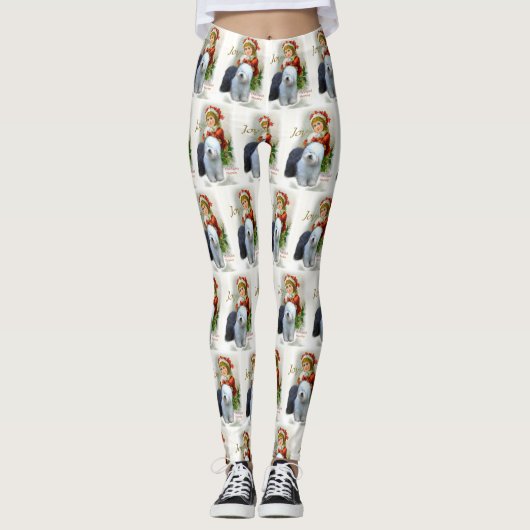 Oud Engels kerstfeest Leggings (Voorkant)