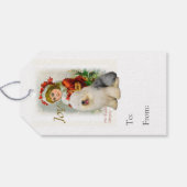 Oud Engels kerstfeest met Sheepdog Vintage Cadeaulabel (Achterkant Horizontaal)