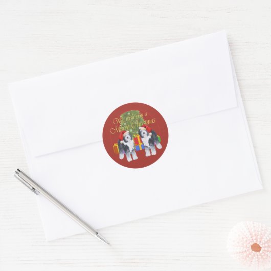 Oud Engels kerstfeest Ronde Sticker (Envelop)