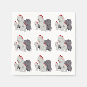 Oud Engels kerstpapier van Sheepdog Napkin Servetten