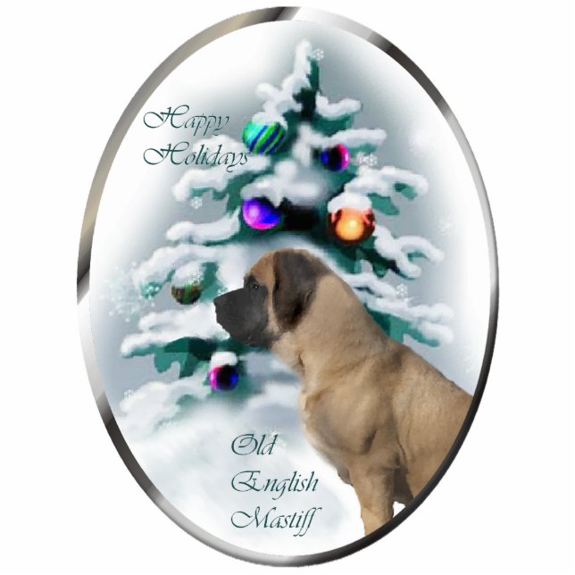 Oud Engels Mastiff Christmas Gifts Ornament Fotobeeldje Ornament (Voorkant)