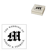 Oud Engels Monogram bruid bruidegom bruiloft Rubberstempel (Gestempeld)