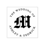 Oud Engels Monogram bruid bruidegom bruiloft Rubberstempel (Afrduk)