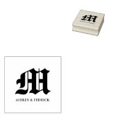 Oud Engels Monogram bruid & bruidegom bruiloft Rubberstempel (Gestempeld)