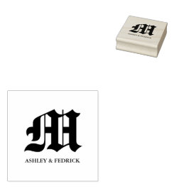 Oud Engels Monogram bruid & bruidegom bruiloft Rubberstempel