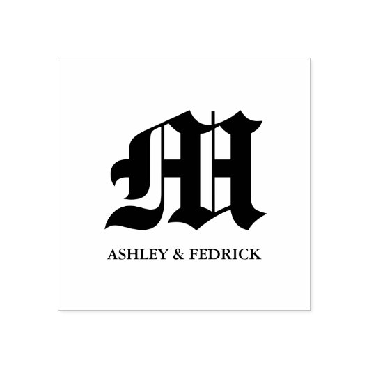 Oud Engels Monogram bruid & bruidegom bruiloft Rubberstempel (Afrduk)