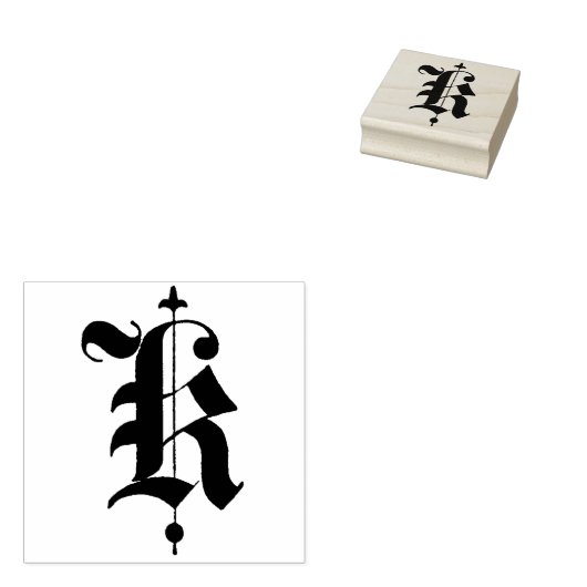 Oud Engels Monogram  initiaal letter K Rubberstempel (Gestempeld)