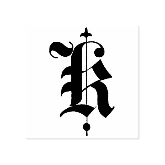 Oud Engels Monogram  initiaal letter K Rubberstempel (Afrduk)