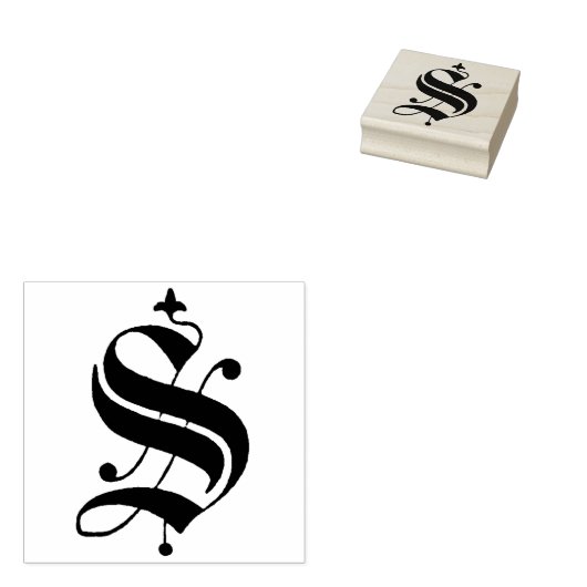 Oud Engels Monogram  Letter S Rubberstempel (Gestempeld)