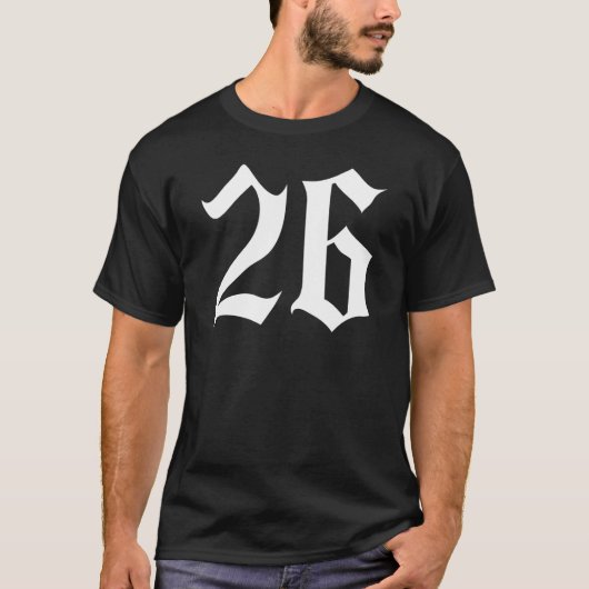 Oud Engels nummer 26 26 T-shirt (Voorkant)