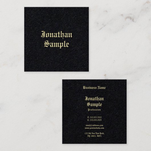 Oud Engels Premium Black Gold Classic Vierkante Visitekaartje (Voorkant / Achterkant)