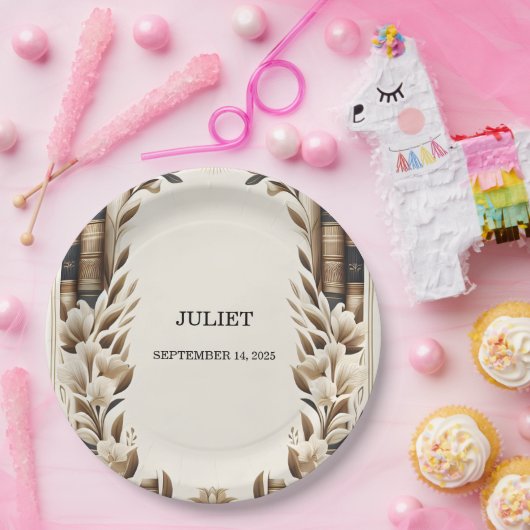 Oud Engels Retro Book Club Hoesje Vrijgezellenfees Papieren Bordje (Feest)