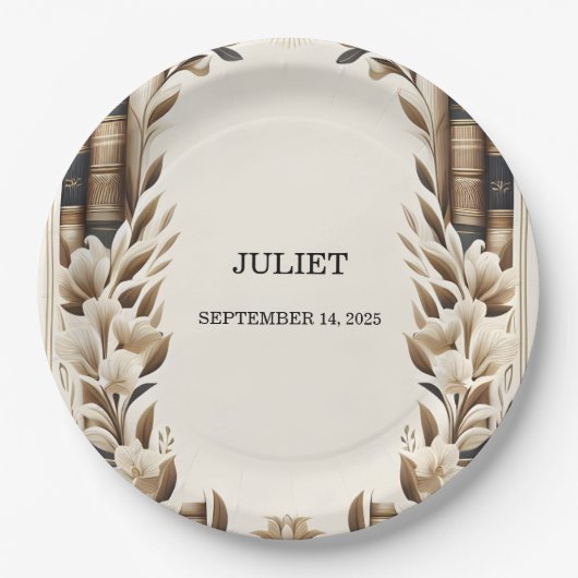 Oud Engels Retro Book Club Hoesje Vrijgezellenfees Papieren Bordje (Voorkant)