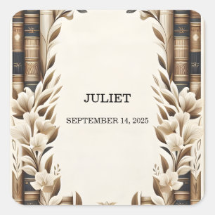 Oud Engels Retro Book Club Hoesje Vrijgezellenfees Vierkante Sticker