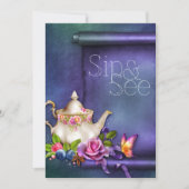 Oud Engels Roos Tea Party Sip & See Baby shower Kaart (Voorkant)