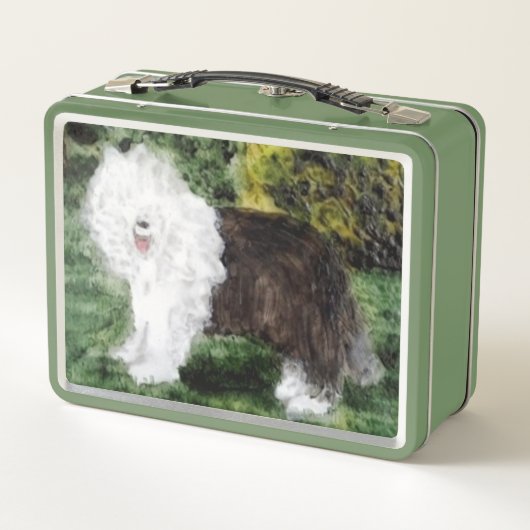 Oud Engels Schepdog Painting Personalized (Achterkant)