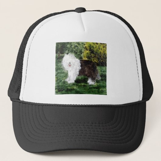 Oud Engels Schepdog Painting Trucker Pet (Voorkant)