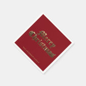 Oud Engels Script Rood en Goud Vrolijk Kerstfeest Servet (Hoek)