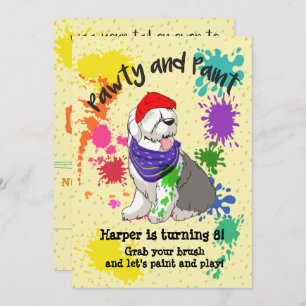 Oud Engels Sheep Dog Art Birthday Party Invite Kaart