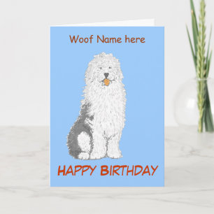 Oud Engels Sheep Dog Birthday Card Kaart