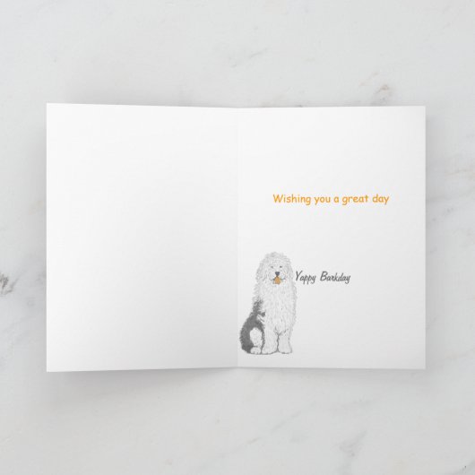 Oud Engels Sheep Dog Birthday Card Kaart (Binnen)