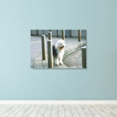 Oud Engels Sheep Dog Canvas Afdruk (Insitu (Houten vloer))