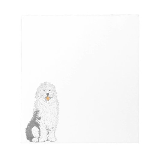 Oud Engels Sheep Dog Note Pad Notitieblok (Voorkant)