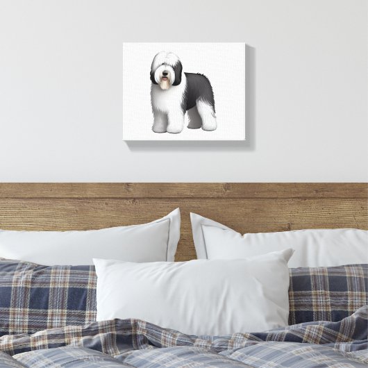 Oud Engels Sheepdog 10 Canvas Afdruk (Insitu (Slaapkamer))