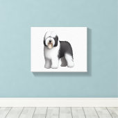 Oud Engels Sheepdog 10 Canvas Afdruk (Insitu (Houten vloer))