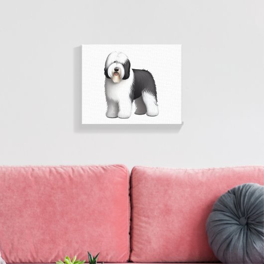 Oud Engels Sheepdog 10 Canvas Afdruk (Insitu (Woonkamer))