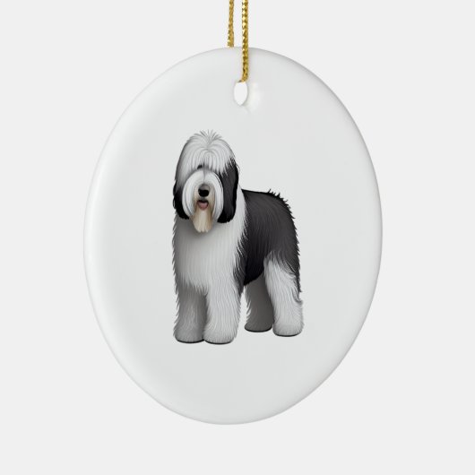 Oud Engels Sheepdog 10 Keramisch Ornament (Rechts)