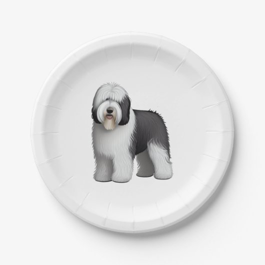 Oud Engels Sheepdog 10 Papieren Bordje (Voorkant)