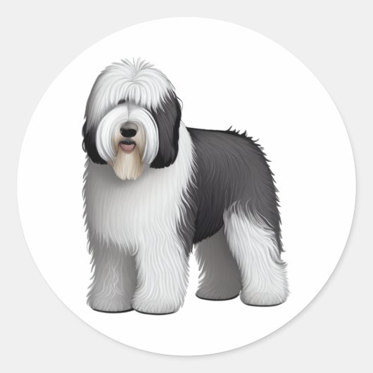 Oud Engels Sheepdog 10 Ronde Sticker (Voorkant)