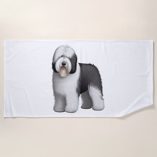Oud Engels Sheepdog 10 Strandlaken (Voorkant)