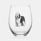 Oud Engels Sheepdog 10 Wijnglas Zonder Voet (Voorkant)