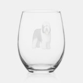 Oud Engels Sheepdog 10 Wijnglas Zonder Voet (Achterkant)