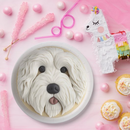 Oud Engels Sheepdog 3D geïnspireerd Papieren Bordje (Feest)