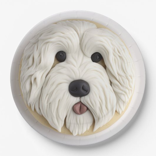 Oud Engels Sheepdog 3D geïnspireerd Papieren Bordje (Voorkant)