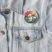 Oud Engels Sheepdog #6 Ronde Button 5,7 Cm (In situ)