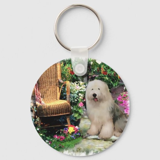 Oud Engels Sheepdog Art Gifts Sleutelhanger (Voorkant)