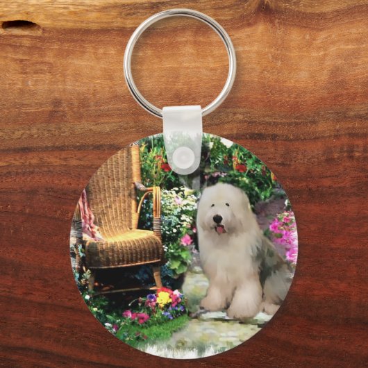 Oud Engels Sheepdog Art Gifts Sleutelhanger (Voorkant)