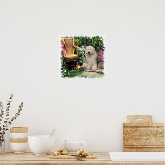 Oud Engels Sheepdog Art Print (Keuken)